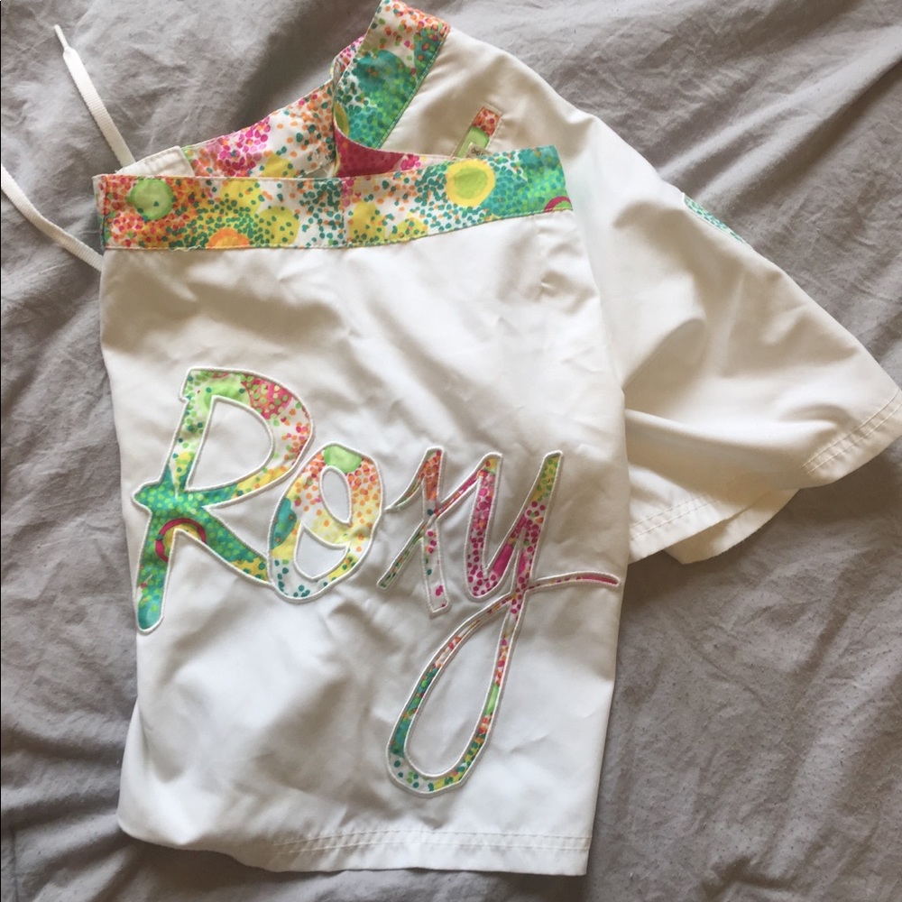 White Roxy board shorts